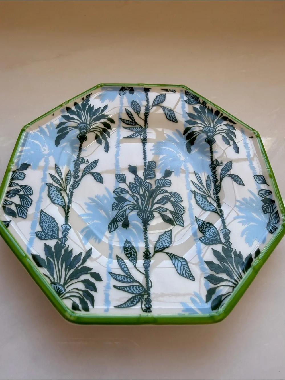 Lilly Pulitzer Octagonal Palm Print Small Plates - Green & Blue (Set of 2)